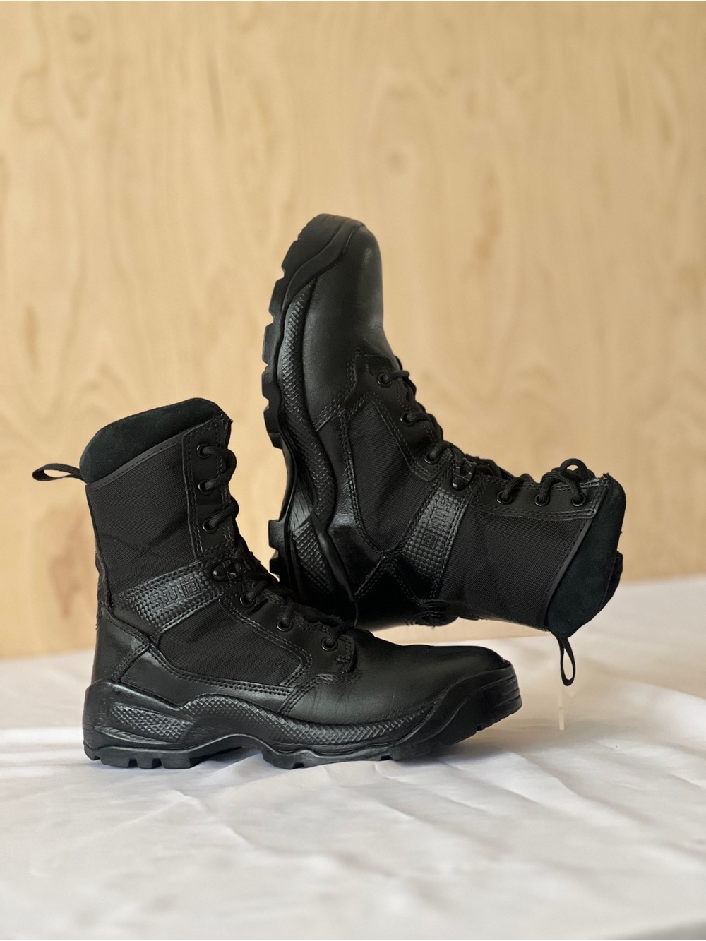 5.11 ATAC 2.0 8" Tactical Side Zip Lace Up Black Polished Leather Duty Boots
